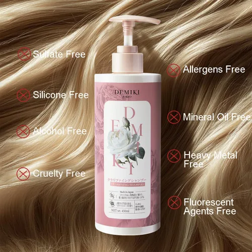 Miniatura 7 de DEMIKI Juego de champú y acondicionador japonés para mujeres, champú sin sulfatos para cabello graso, sin parabenos, sin sulfatos, aroma a rosa