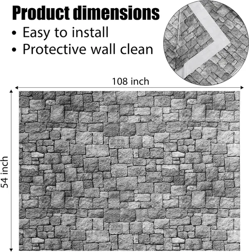 Miniatura 2 de Chuangdi Papel tapiz de pared de piedra de ladrillo, decorador de escena de pared de piedra, láminas de ladrillo, papel tapiz, cortinas, puerta, Gris