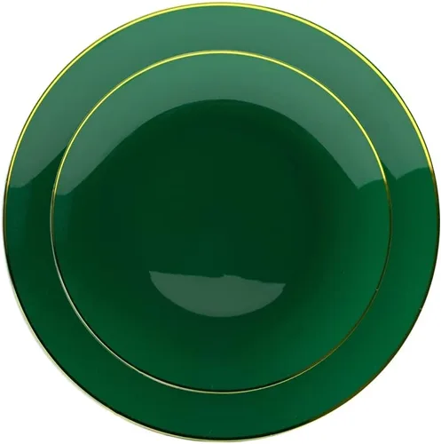 Miniatura 4 de Trendables Juego de platos desechables con cubiertos, color verde para 40, incluye 40 platos, juego de cubiertos con tenedores de plástico