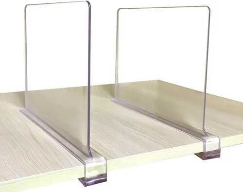 CY craft - Divisores de estante para armarios, divisor de estante acrílico transparente para estantes de madera y organizador de ropa/separadores de