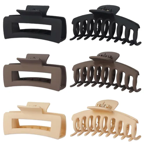 Paquete de 6 pinzas para el cabello de 4 pulgadas para cabello grueso, pinzas de pelo mate grandes para mujeres, pinzas de plátano de sujeción fuerte