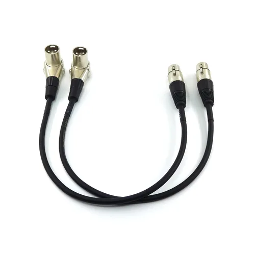 Miniatura 2 de WJSTN Cable XLR macho en ángulo recto XLR macho a hembra recto de 1 pie, adaptador de audio de micrófono XLR para cámara, mezclador, interfaz