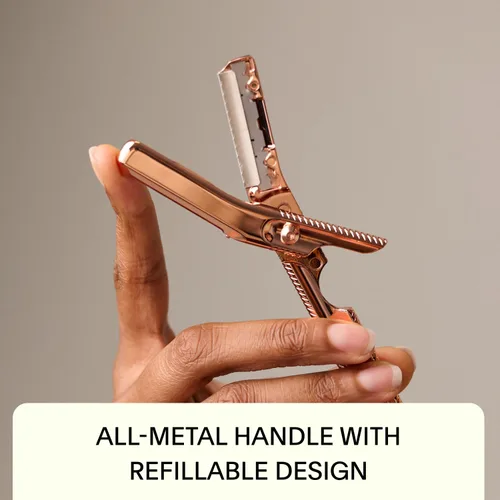 Miniatura 6 de Leaf Shave Leaf Dermaplaner, máquina de afeitar Dermaplane reutilizable de metal y herramienta exfoliante para mujeres, incluye clip de precisión
