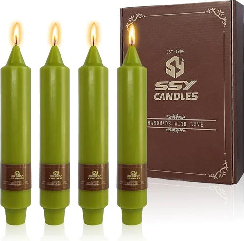 Miniatura 83 de Candelabros cortos de 5 pulgadas con velas cónicas verde oscuro, 4 piezas para cena, hogar, boda, fiesta, decoración