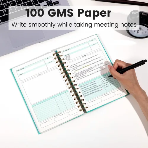 Miniatura 6 de Cuaderno de Reuniones para Trabajo con Elementos de Acción 5.5×8.5 Tapa Dura Espiral Planificador de Reuniones para Oficina Negocios Notas