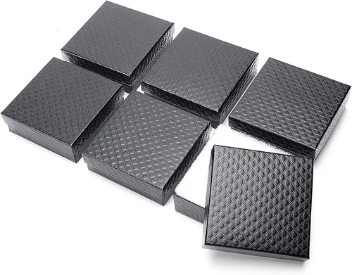 MESHA Cajas de joyería de cartón, 3.5 x 3.5 x 1 pulgadas, caja de regalo de joyería con tapa, cajas de joyería para pequeñas empresas, embalaje,