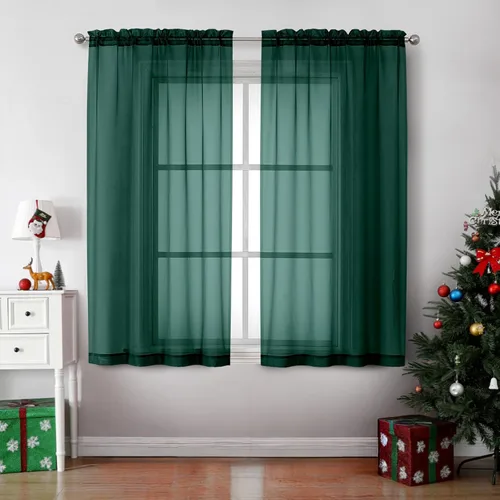 Miniatura 33 de OVZME - Cortinas traslúcidas blancas de 45 pulgadas de largo, 2 paneles, cortinas de gasa con bolsillo para barra para ventanas pequeñas, cada una