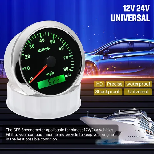 Miniatura 3 de ARTILAURA Velocímetro GPS para embarcaciones de 85 mm (3-3/8") Velocímetro digital de 130 km/h 7 colores para AUTO, coche, marino, camión, Negro
