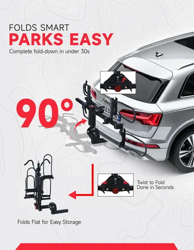 Miniatura 6 de Young - Portabicicletas para 2 bicicletas, plataforma para montaje en autos, camiones y minivans, compatible con bicicletas con ruedas de hasta 5