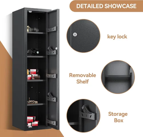 Miniatura 3 de Caja fuerte KAER, gabinete para pistolas de 59 pulgadas de alto, caja fuerte para el hogar, caja fuerte grande para uso doméstico, acceso rápido