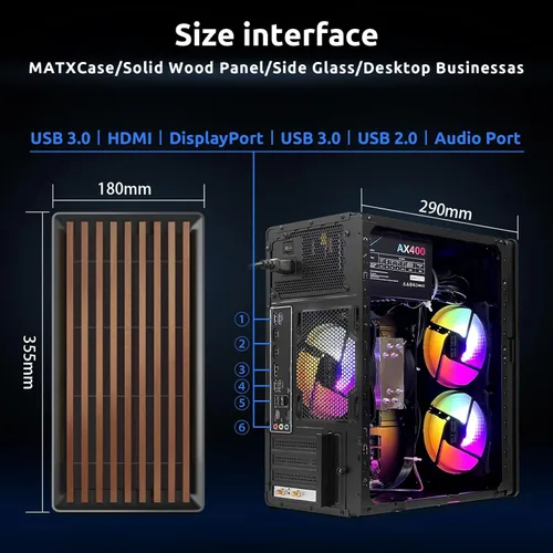 Miniatura 6 de Computadora de Escritorio Torre PC, Intel Core i7-4770-3.4GHz, RAM DDR3 de 16 GB, disco duro SSD M.2 de 512 GB, ventilador RGB x 3, Wi-Fi 6.0, USB