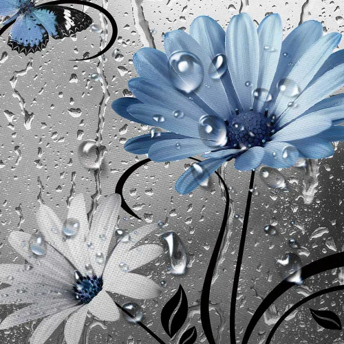 Miniatura 5 de Cortina de Ducha Rústica Azul Floral Boho, Cortinas de Flores de Margarita y Mariposa de Estilo Granja para Baño, Decoración de Baño Floral