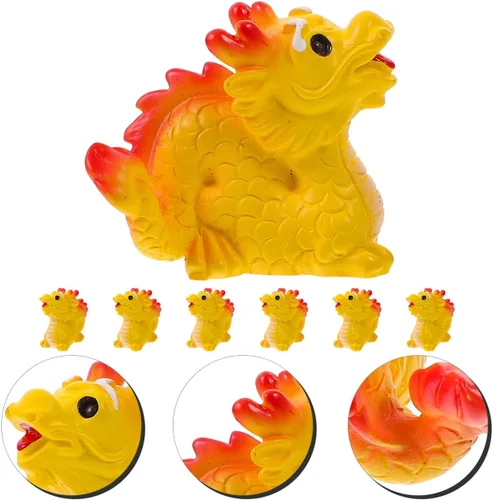 Miniatura 3 de EXCEART 12 mini figuras de dragón de resina 2024, estatua del año del dragón, mascota china del zodiaco Fengshui, adorno para decoraciones de año