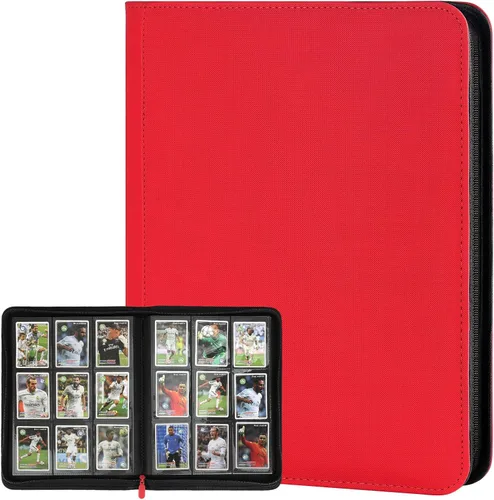 Miniatura 74 de GERMUN Carpeta de tarjetas de poliuretano, 16 bolsillos, carpetas de soporte premium para más de 1000 tarjetas, álbum de bolsillo de doble cara