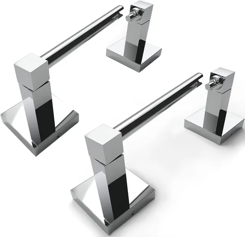 Miniatura 26 de Ruacq Soporte de papel higiénico dorado con doble poste pivotante cuadrado, soporte para rollo, soporte de papel higiénico dorado cepillado, acero