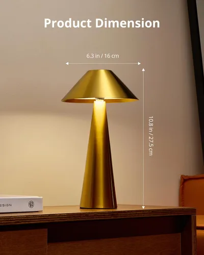 Miniatura 5 de Bojim Lámpara de mesa inalámbrica recargable, luces LED de mesa inalámbricas, funciona con pilas, táctil para 3 colores regulables, impermeable IP54