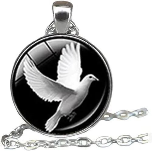 Miniatura 6 de Palomas blancas Colgante chapado en plata Paloma de la paz colgante amante paloma joyería collier lindos collares para parejas amuleto de la suerte