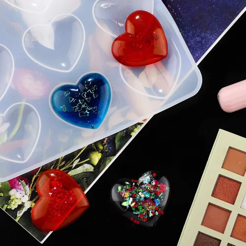 Miniatura 4 de WILLBOND Molde de resina de corazón, moldes de silicona de resina de corazón para el día de la madre, regalos de fiesta de bricolaje para mamá