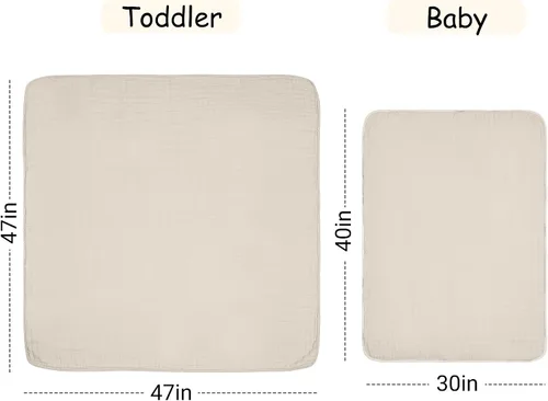 Miniatura 2 de ZPECC Manta de muselina para bebé más gruesa, 30x40 de algodón orgánico para recién nacido, colcha hipoalergénica para bebé, elementos esenciales