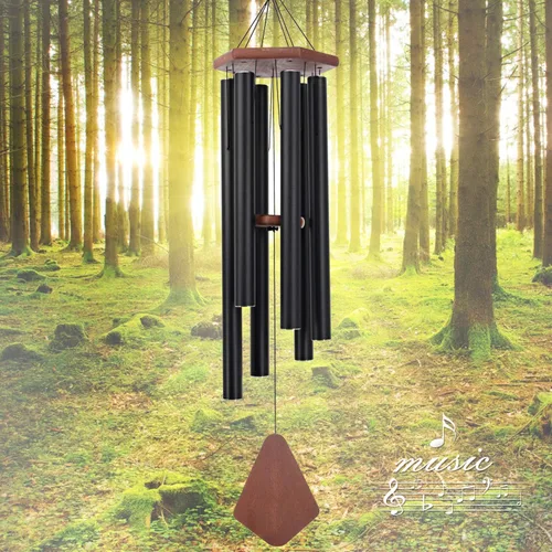 Miniatura 18 de Campanillas de viento para exteriores, campanillas de viento conmemorativas con 6 tubos de metal largos, carillón de viento de condolencia