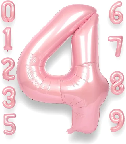 Miniatura 22 de Globo Número 0 de 40 Pulgadas para Niño o Niña Rosa Grande 0-9 Papel de Aluminio Mylar Grande Globo Número 0 Feliz Cumpleaños 0 Fiesta Aniversario