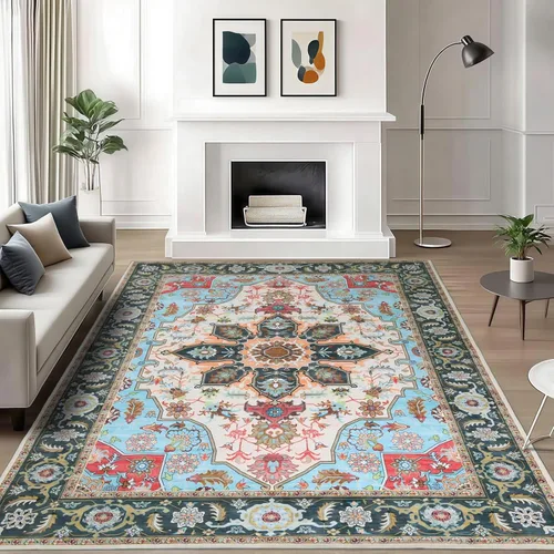 Miniatura 51 de WILLSUN Alfombras lavables de área, alfombras grandes antideslizantes de 5 x 7 pulgadas estilo bohemio para sala de estar, dormitorio, alfombra