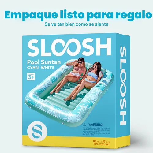 Miniatura 8 de SLOOSH Flotador inflable para piscina de bronceado, 85 x 57 pulgadas, flotadores de piscina extra grandes para adultos con almohada, flotador 4