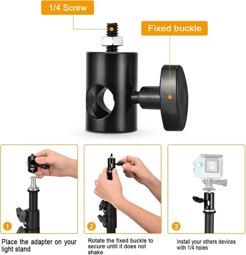 Miniatura 3 de Adaptador de soporte de luz de 4 piezas, adaptador rápido de aluminio convertido con tornillo de 1/4 pulgadas, soporte de montaje DSLR, adaptador