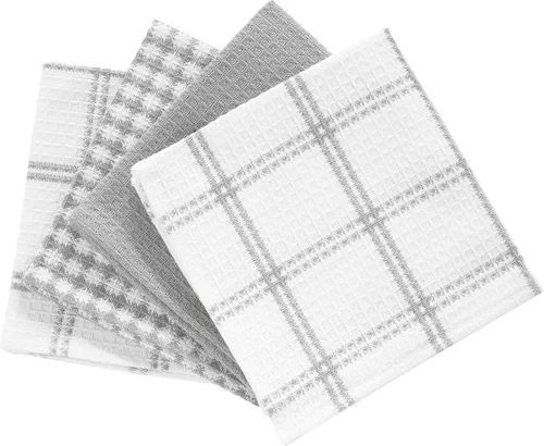 Miniatura 2 de T-Fal Paños de Cocina Premium con Textura de Waffle: Altamente Absorbentes, Súper Suaves y Duraderos - 100% Algodón, 12"x13" Toalla Plana con Gris