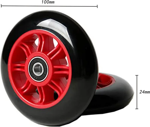 Miniatura 4 de FREEDARE Ruedas de repuesto para scooter de 3.937 in con rodamientos para patada Rojo
