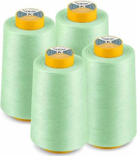 AK Trading Paquete de 4 Conos de Hilo de Coser Multiusos Aqua (6000 Yardas Cada Uno) de Carretes de Hilo de Poliéster de Alta Resistencia a la