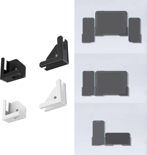 Miniatura 2 de Soporte de montaje en pared para tabletas Smartphones Fácil instala con adhesivo o tornillos EReader Montaje en pared Negro