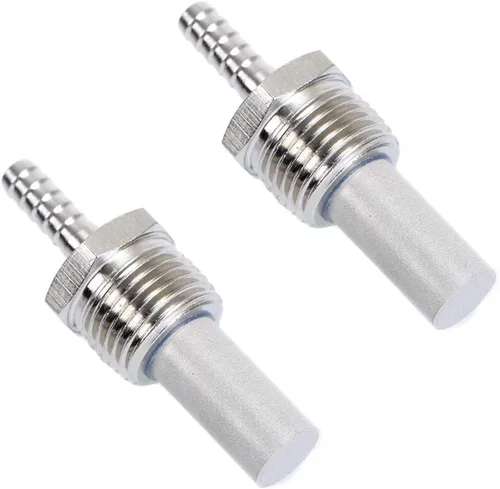 Joywayus 2pcs 0.5 Micron Home Brew Aeration Stone Inline Oxigenación Acero Inoxidable Difusión Piedra 1/2 "NPT Carbonatación Piedra 1/4" Barb