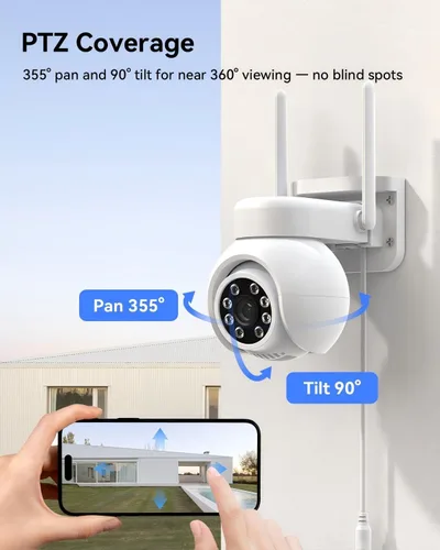 Miniatura 3 de Sistema de cámara de seguridad inalámbrica, 4 cámaras PTZ de 3MP para exteriores para vigilancia del hogar, monitor LCD NVR de 10 canales de 10
