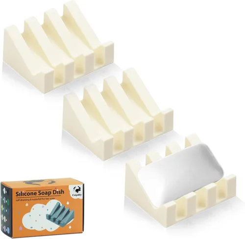 Miniatura 44 de Jabonera Autodrenante con Soporte, Jabonera de Silicona, para Baño, Cocina, Esponjas, Puede Extender la Vida del Jabón, Mantiene las Barras de Jabón