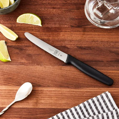 Miniatura 5 de Mercer Culinary Cuchillo de barra ondulada de punta redondeada, borde 4-5/16, negro