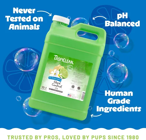 Miniatura 4 de TropiClean Deshedding - Acondicionador profesional para perros, reduce la caída y suaviza el pelaje, seguro para cachorros, aroma a manteca de lima