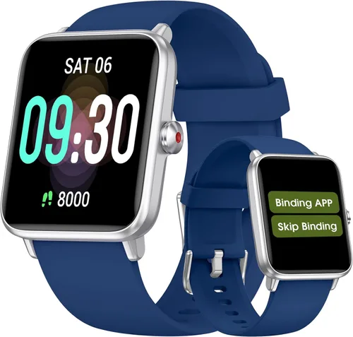 Miniatura 10 de TYKOIT Reloj inteligente, rastreador de fitness con pantalla táctil de 45 mm, monitor de frecuencia cardíaca, oxígeno en sangre, seguimiento