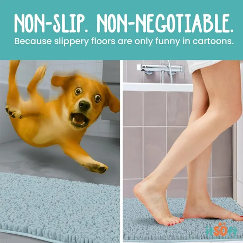 Miniatura 4 de Alfombras de baño de chenilla, alfombrillas de baño de felpa absorbentes de secado rápido, suaves y lavables a máquina, alfombra antideslizante