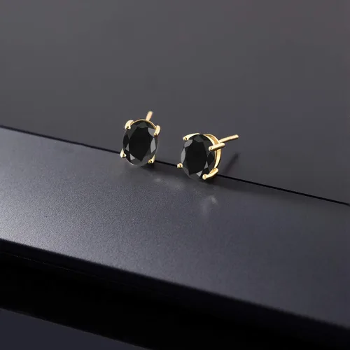 Miniatura 295 de Gem Stone King Aretes de oro de 14 quilates con piedra natal ovalada de 0.315 x 0.236 in Aretes de oro para mujer