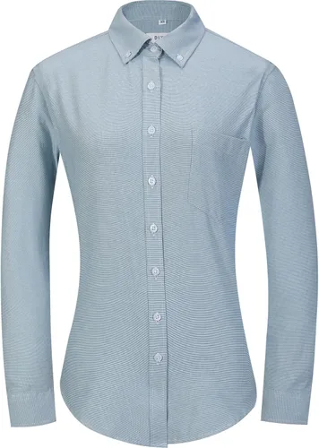 Miniatura 19 de Camisa con botones para mujer de manga larga Oxford camisa de algodón de corte clásico, blusa de trabajo resistente a las arrugas