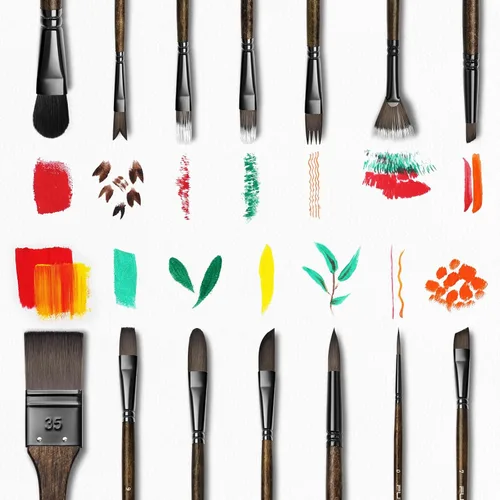 Miniatura 5 de Fuumuui Juego de 26 pinceles de pintura profesional, serie de alta calidad, pinceles de pintura de nailon sintético para paisajes, acrílico, óleo