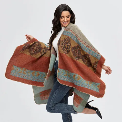 Miniatura 186 de Poncho chal para mujer, suéteres suaves y cálidos para mujer, parte delantera abierta, poncho de viaje para otoño, invierno y primavera