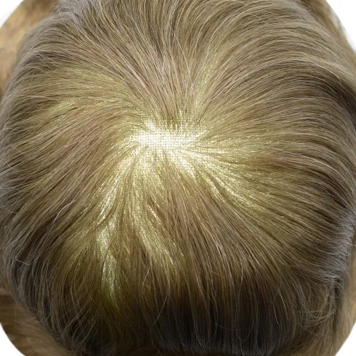 Miniatura 6 de Toupee para hombres Cabello humano real francés encaje sistema de reemplazo de encaje frontal nudo blanqueado para hombre Toupee Hair Pieces Natural