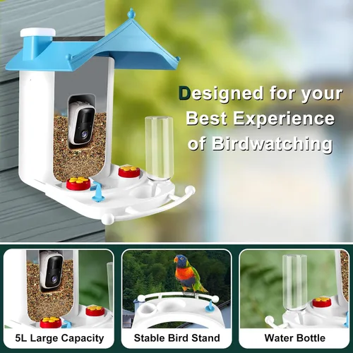 Miniatura 5 de Comedero inteligente para pájaros con cámara AI para identificar especies de aves, vista en vivo, observación de aves, captura automática de videos