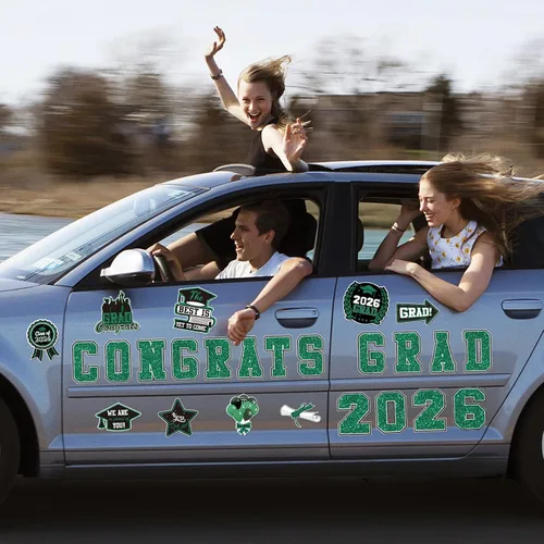 Miniatura 6 de Decoración magnética de automóvil de graduación 2026, 25 unidades, calcomanías magnéticas de felicitaciones para puerta de garaje para refrigerador
