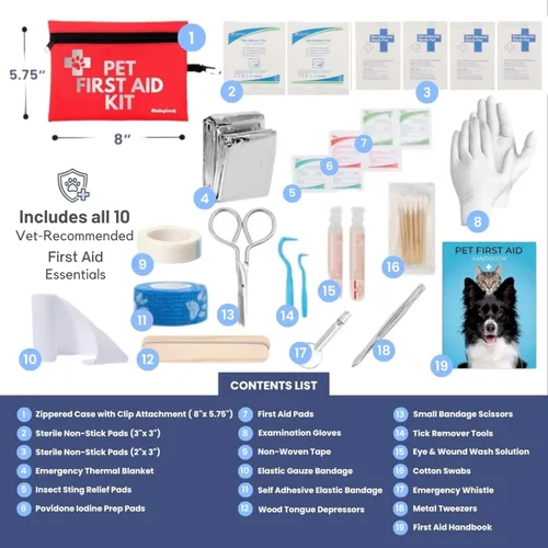 Miniatura 4 de Kit de primeros auxilios para perros para senderismo y viajes - Suministros de emergencia aprobados por veterinarios - Guía de primeros auxilios