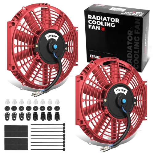 Miniatura 41 de DNA Motoring Ventilador de radiador delgado de refrigeración eléctrica de alto rendimiento de 12 pulgadas con kit de montaje, rojo, 2 piezas