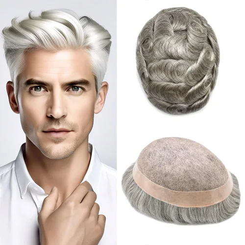 Miniatura 79 de Mens Toupee Hair Piece For Men Fine Mono Men Hair System Toupee For Men Hair Piece Real Human Hair System For Men Protesis Capilar Para Hombre 6x9