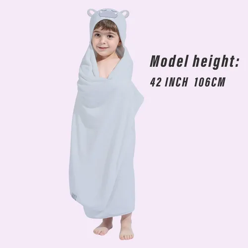 Miniatura 3 de HIPHOP PANDA Toalla con capucha para niños, viscosa derivada del bambú, 30 x 50 pulgadas, tamaño grande para 3 a 10 años, toalla de baño prémium